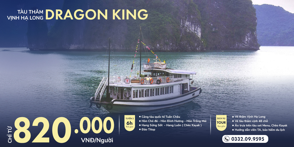 Tàu Dragon King thăm Vịnh Hạ Long 6 tiếng