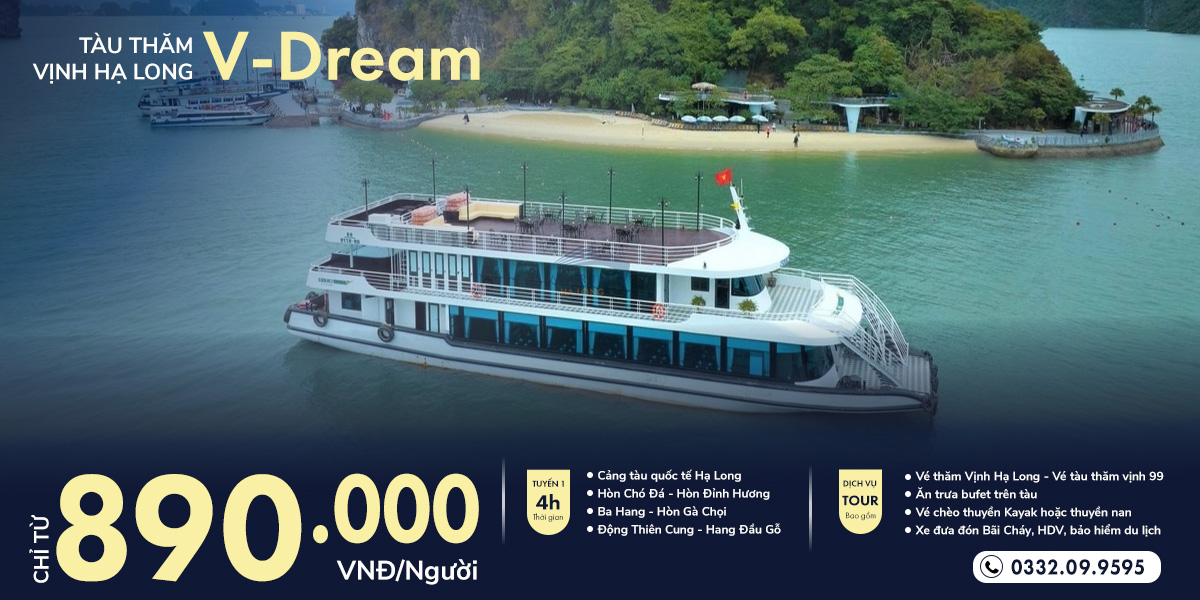 Tour ghép hãng tàu V-Dream thăm Vịnh Hạ Long 4 tiếng